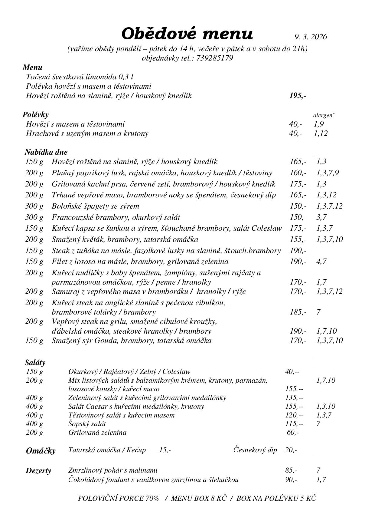 Denní menu se nepodařilo načíst