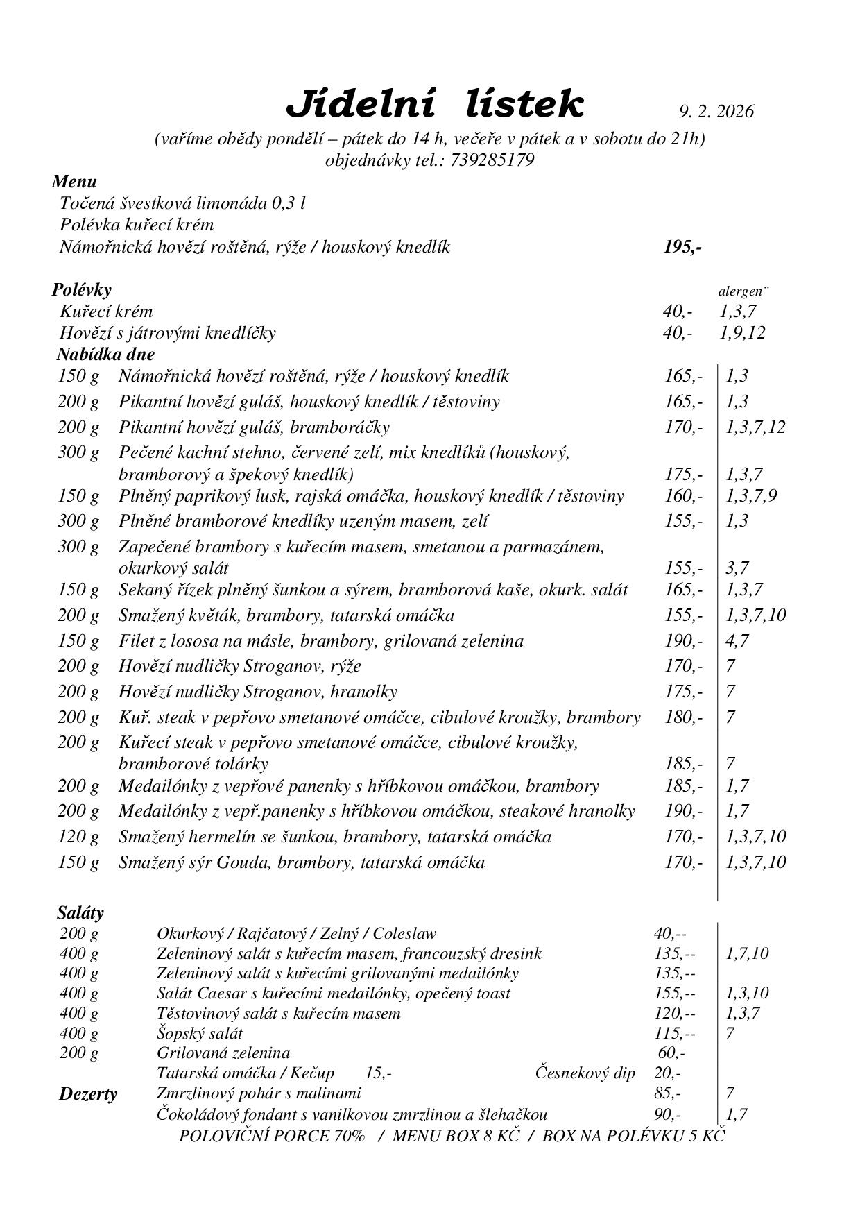 Denní menu se nepodařilo načíst