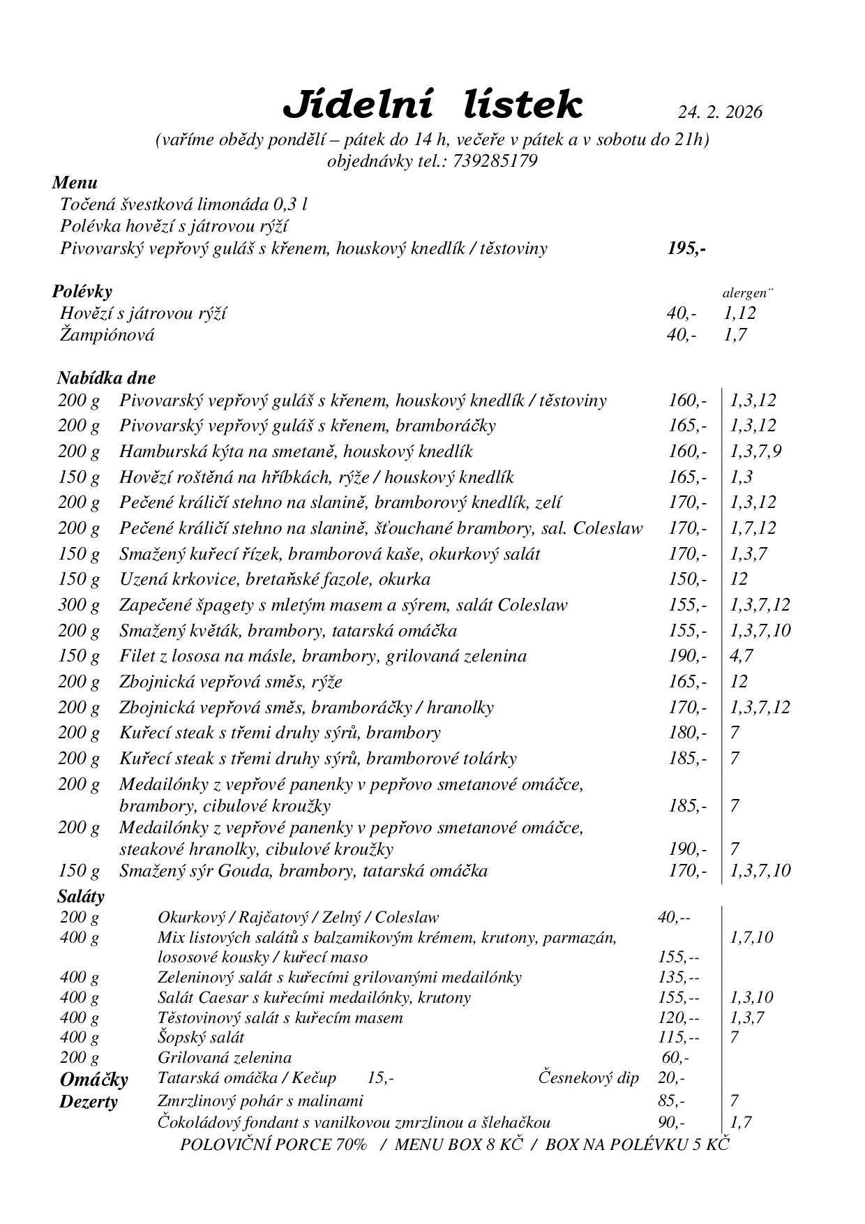 Denní menu se nepodařilo načíst