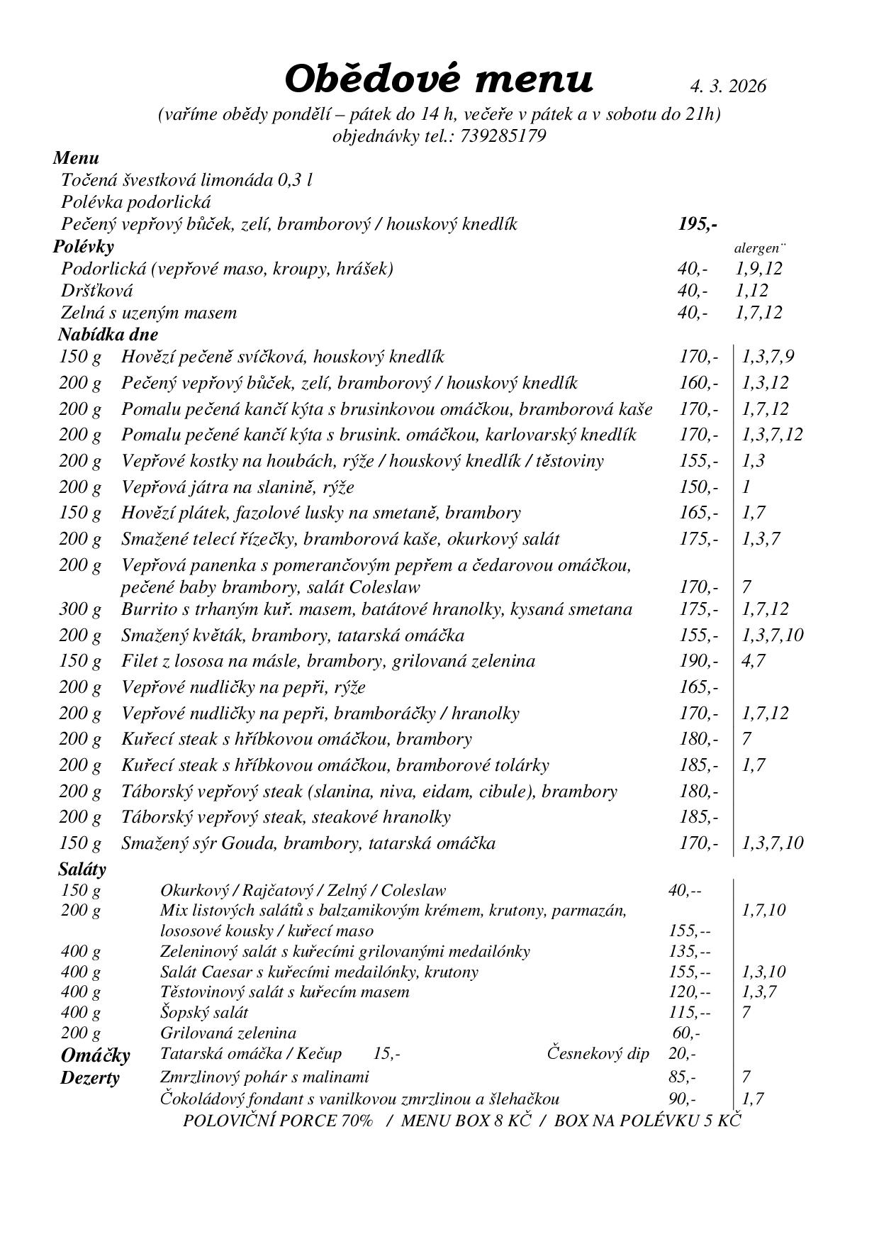 Denní menu se nepodařilo načíst