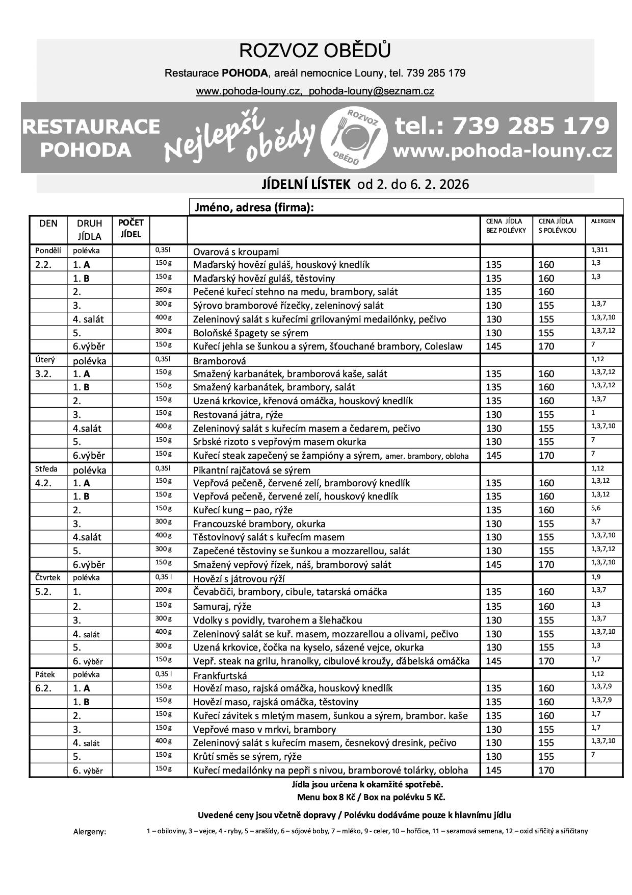 Menu tohoto týdne nebylo přidáno