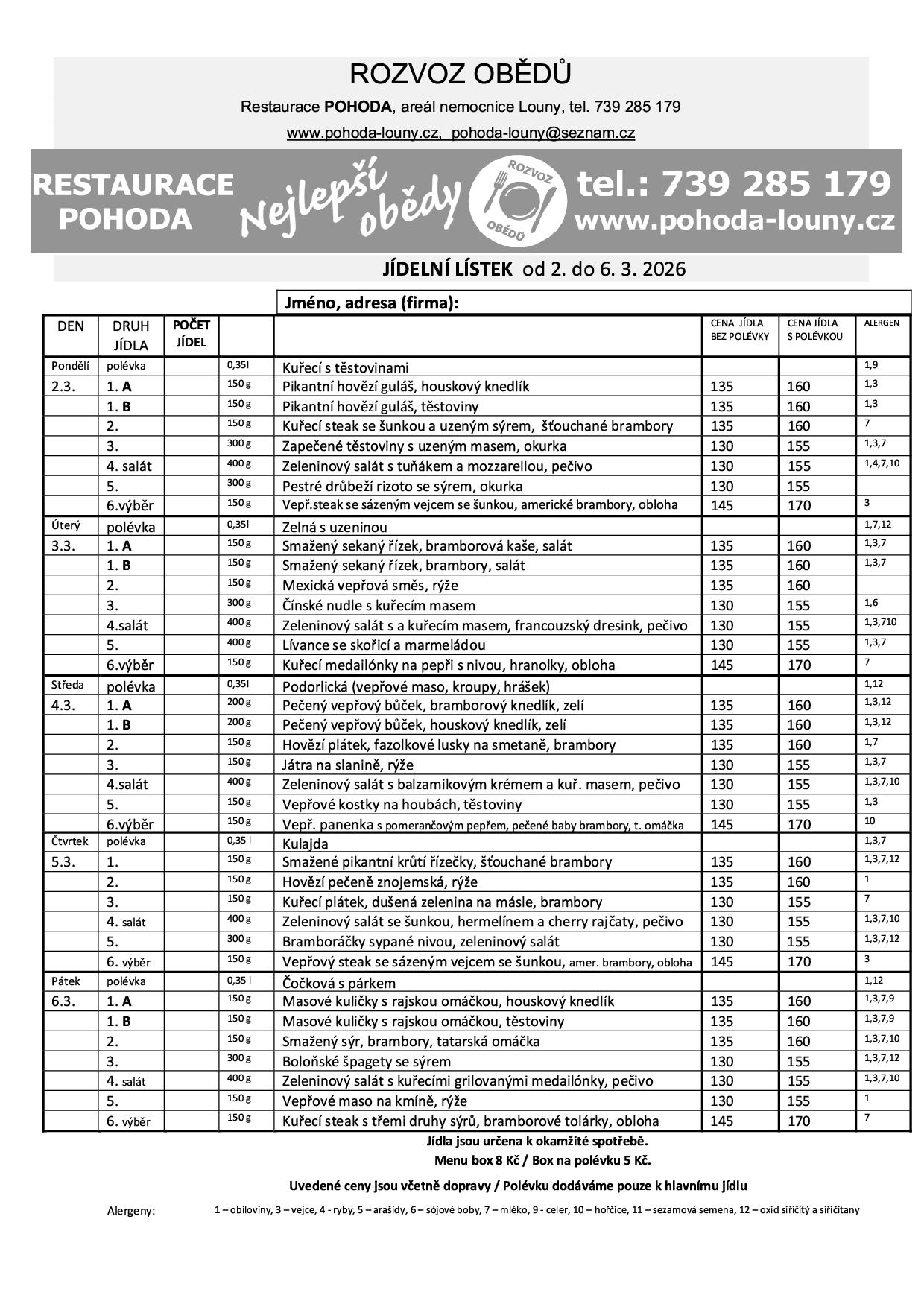 Menu tohoto týdne nebylo přidáno