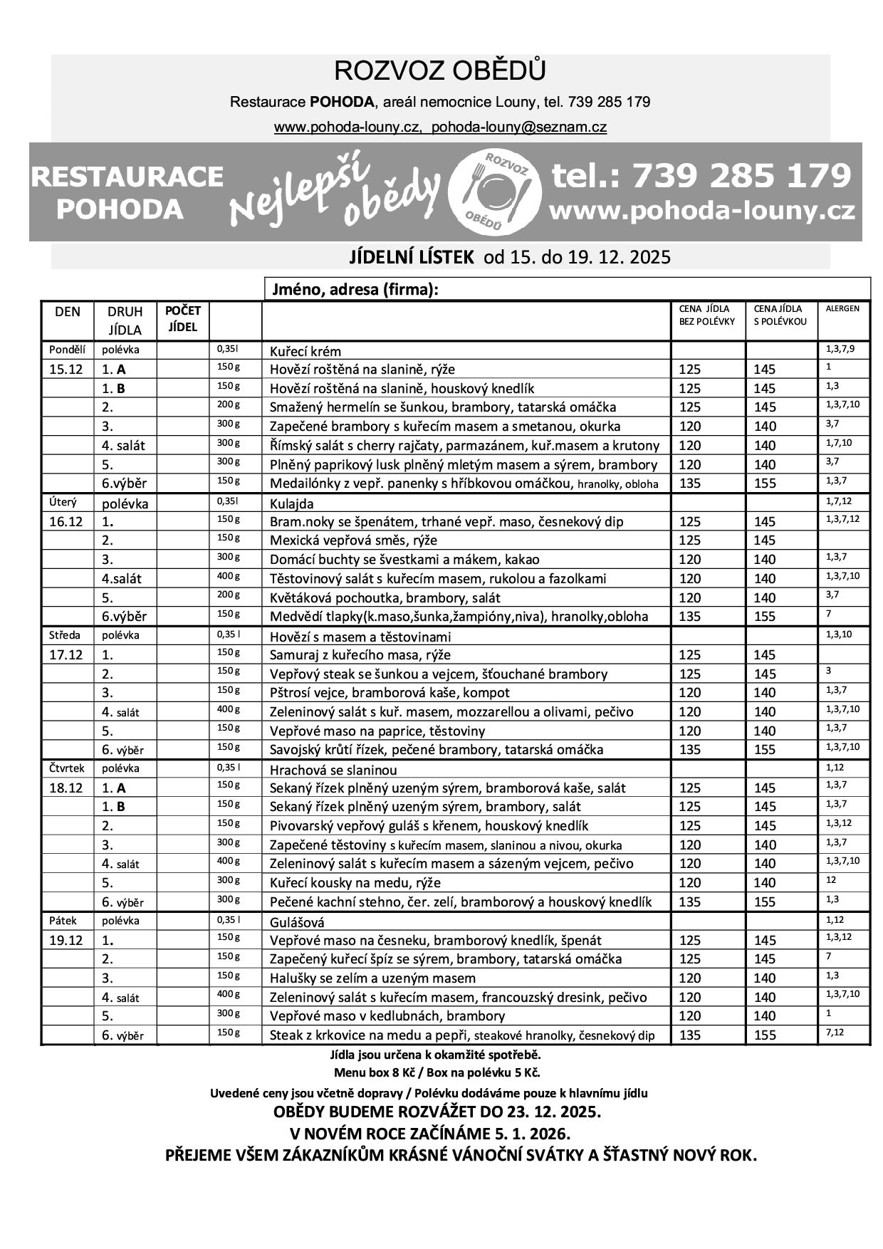 Menu tohoto týdne nebylo přidáno