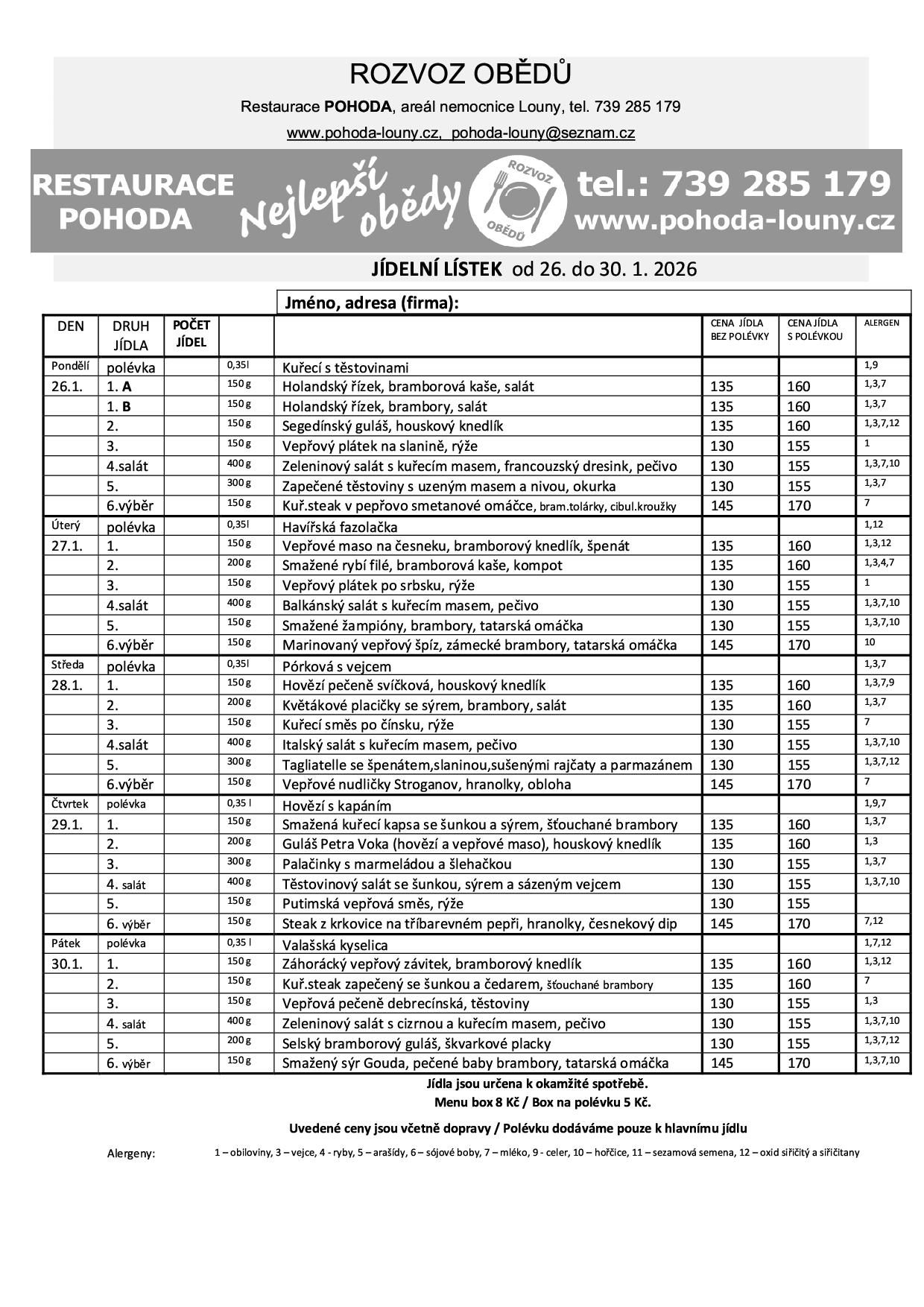 Menu příštího týdne nebylo přidáno