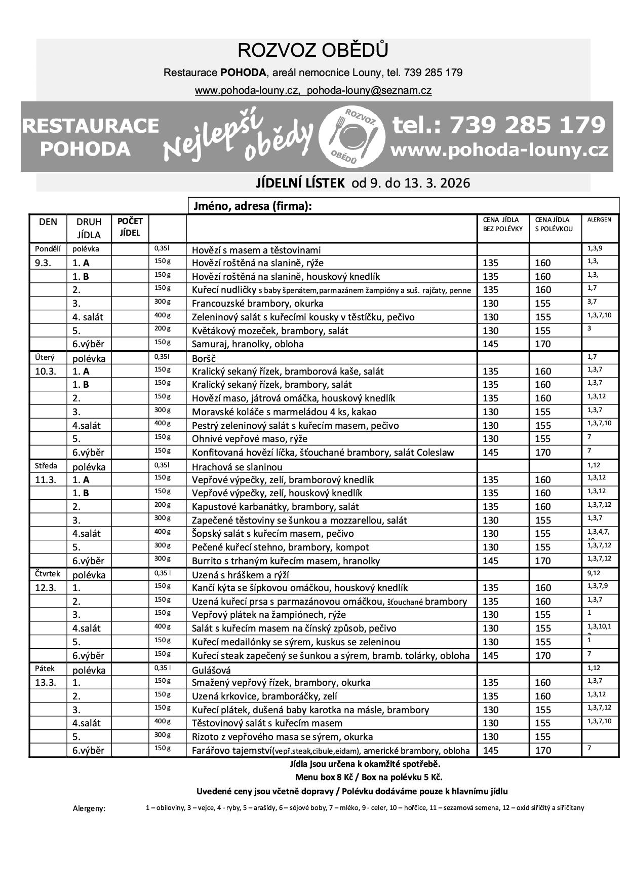 Menu příštího týdne nebylo přidáno