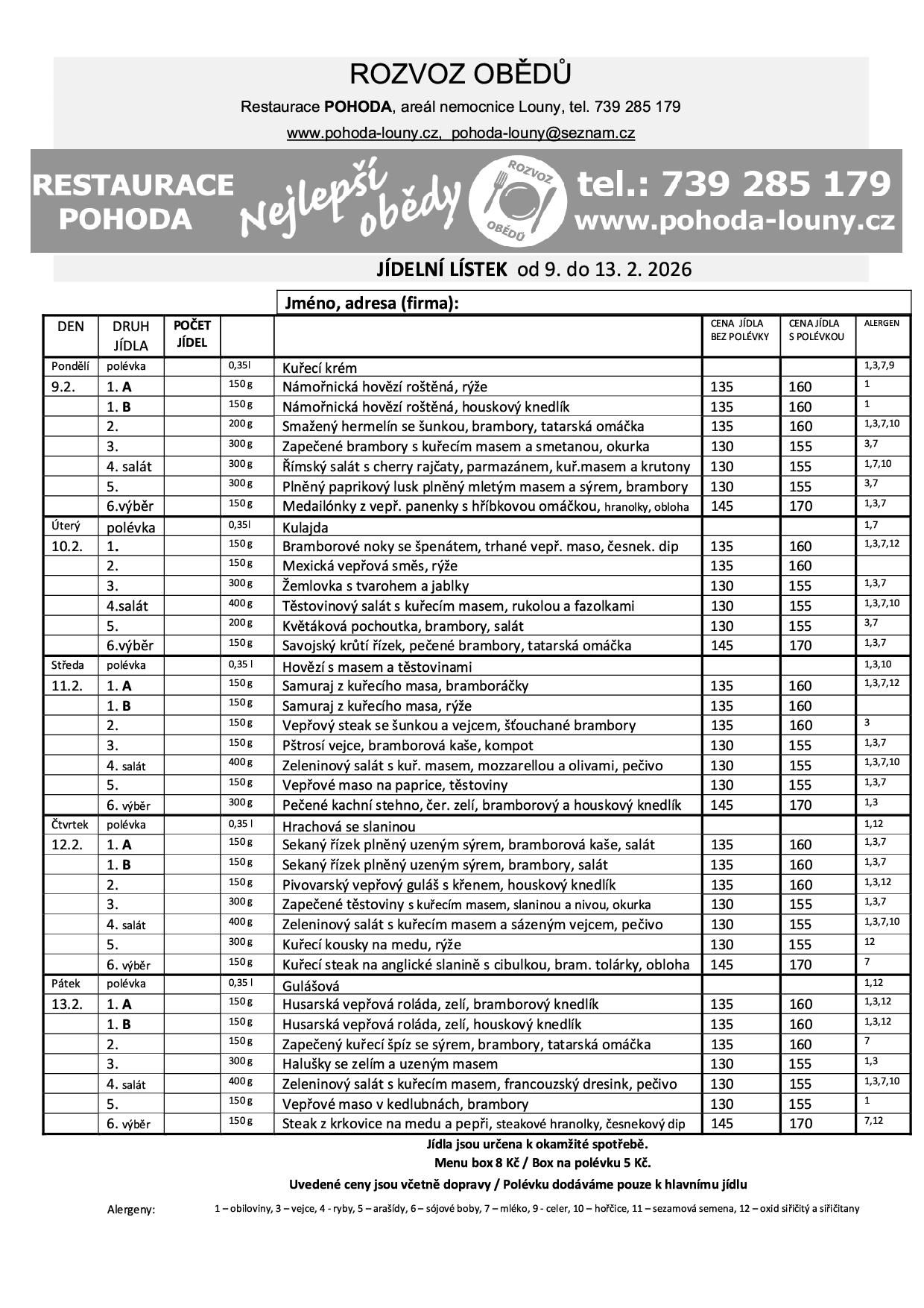 Menu příštího týdne nebylo přidáno