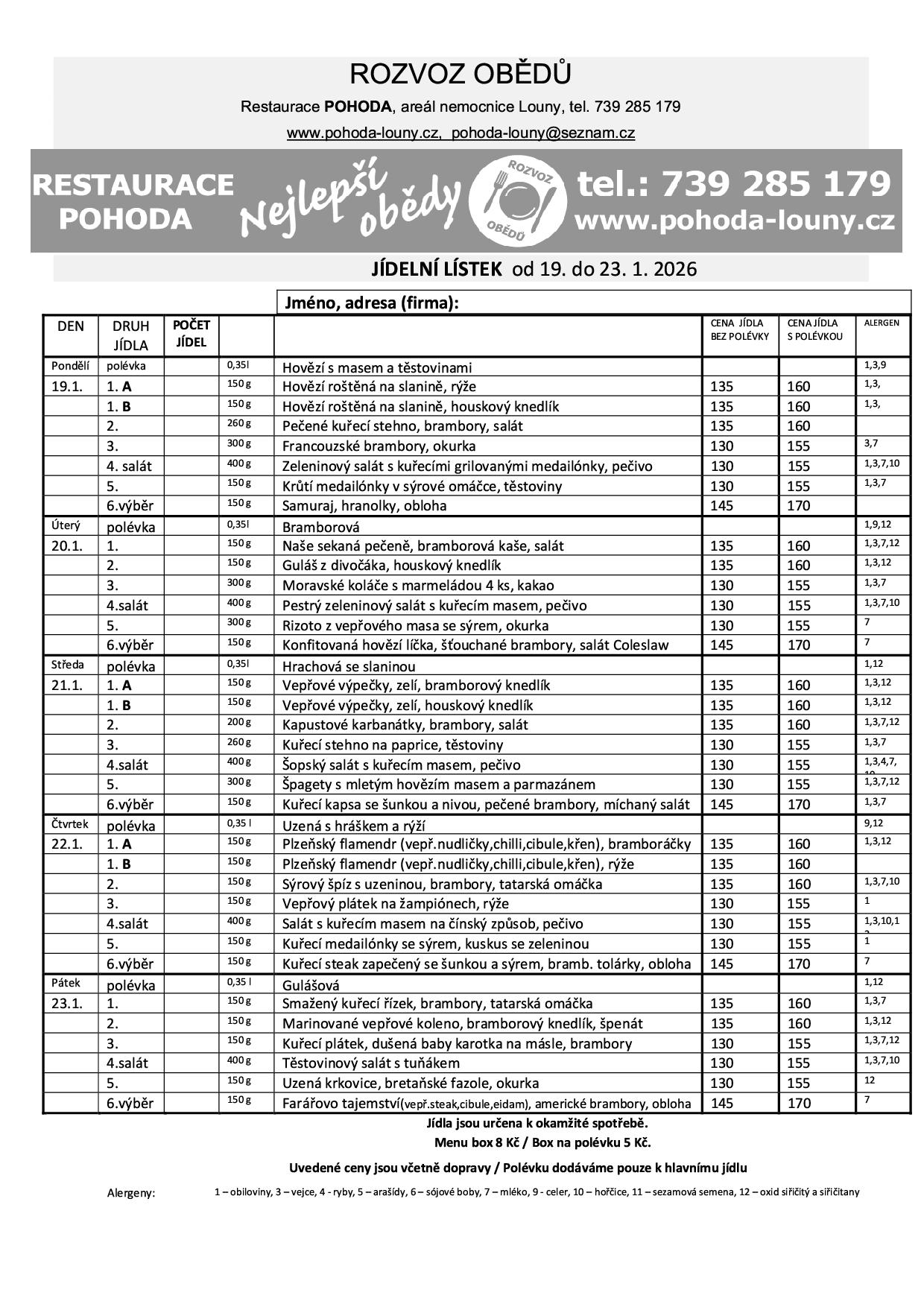 Menu příštího týdne nebylo přidáno